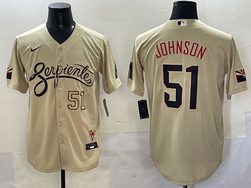 Men 2025 Arizona Diamondback #51 Johnson Cream City Edition Nike MLB Jersey style 3->arizona diamondback->MLB Jersey